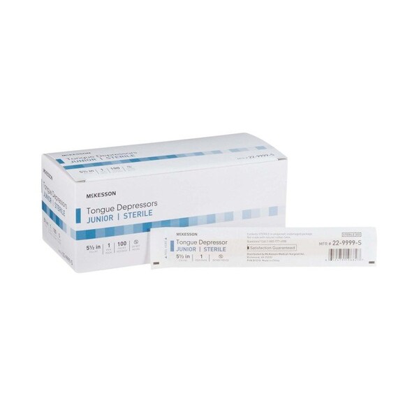 Mckesson Tongue Depressors, Junior, 5.5 Length Wood, Sterile, 15.9 mm, 1000PK 22-9999-S - main